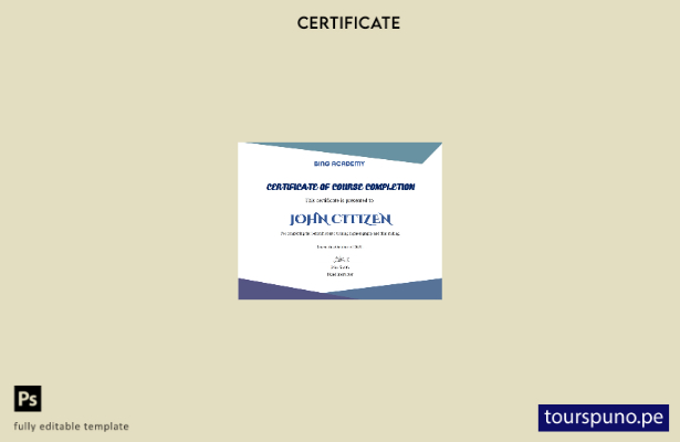 Plantilla de certificado de finalización de curso de EE. UU. lista para imprimir